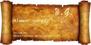 Wimmer Gergő névjegykártya